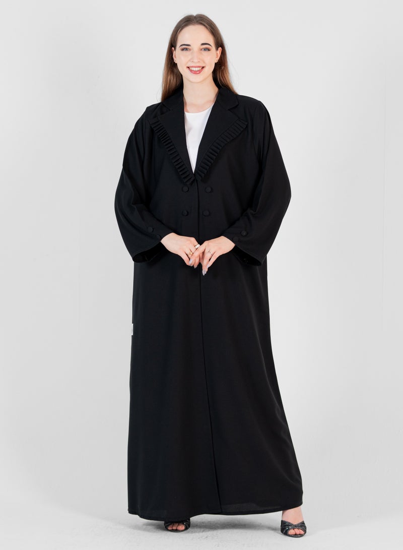 Rosette Abaya Blazer abaya with Pleated Neck style with buttons style - Image 3
