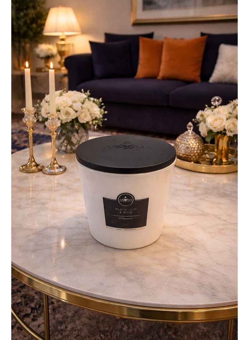 Aroma Large Luxury Scented Candle With Three Wicks And a Wooden Lid Featuring an Oud And Floral Fragrance - Image 3