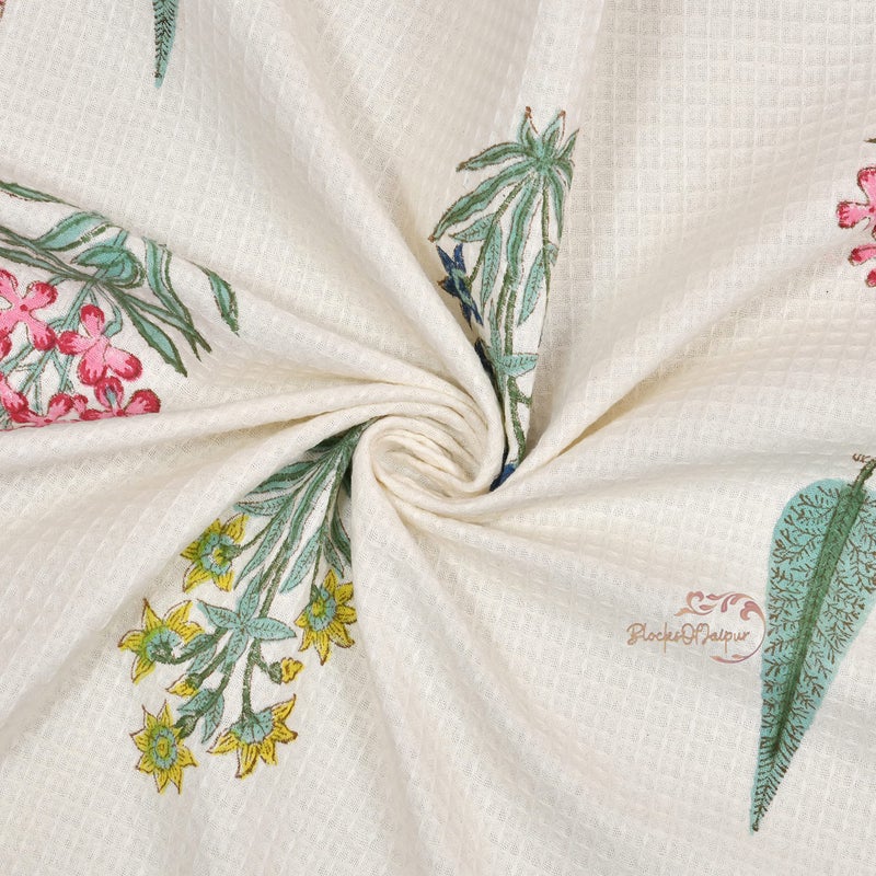 AUROSTYLE 100% Cotton Hand Block Printed Waffle Fabric Towels 76 Cm X 152 Cm Large Size for Men and Women Baby Towel (Design 12) - Image 4