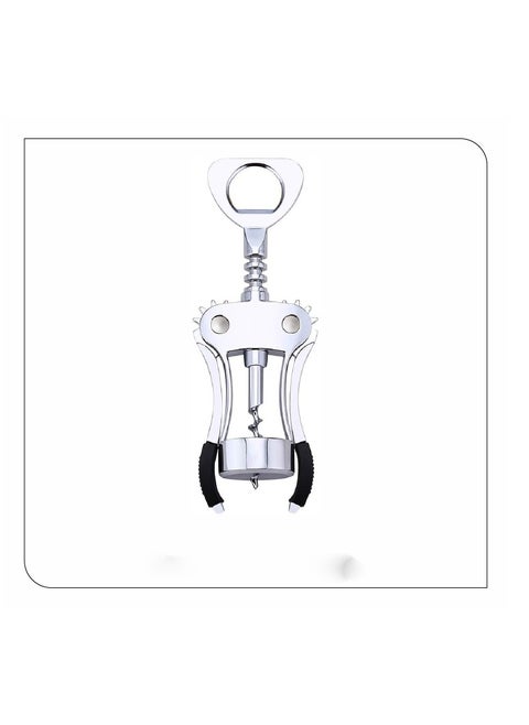 Wing Style Bottle Corkscrew Opener with Built In Bottle Opener Silver 19cm