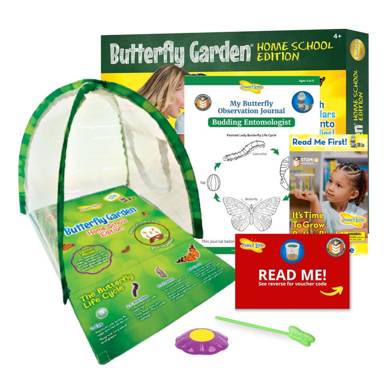 Insect Lore Butterfly Garden with All-Inclusive Voucher to Redeem Caterpillars  Ultra-Clear Dome Habitat - Butterfly Raising Kit  Raise 5 Painted Lady Butterflies from USA - Image 1