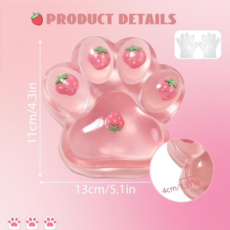 Chicooan Large Cat Paw Taba Squishy Big Squeeze Toys 5-inch Strawberry Pink Cute Fufu Squishy Sensory Stress Relief Fidget Toys for Party Favors Sensory Anxiety Toys for Adults (Strawberry) - Image 2