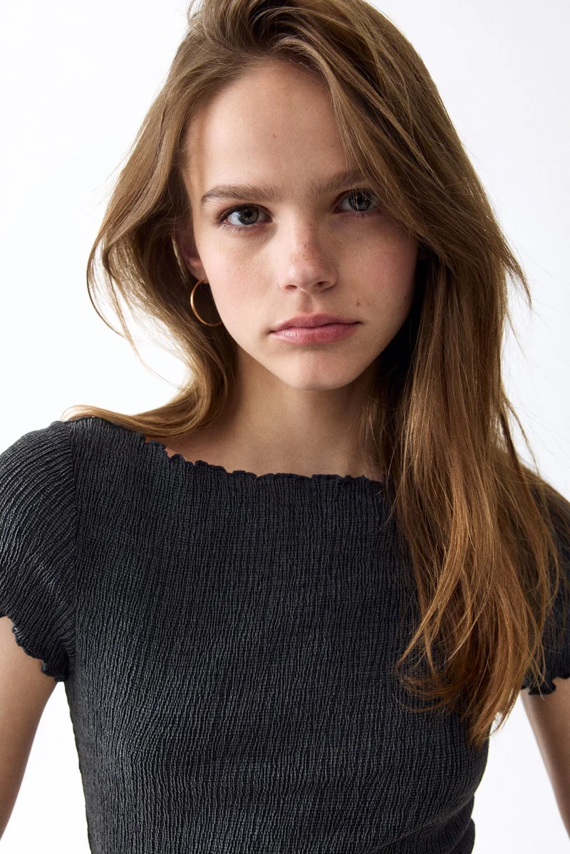 H&M Crinkled boat-neck top
