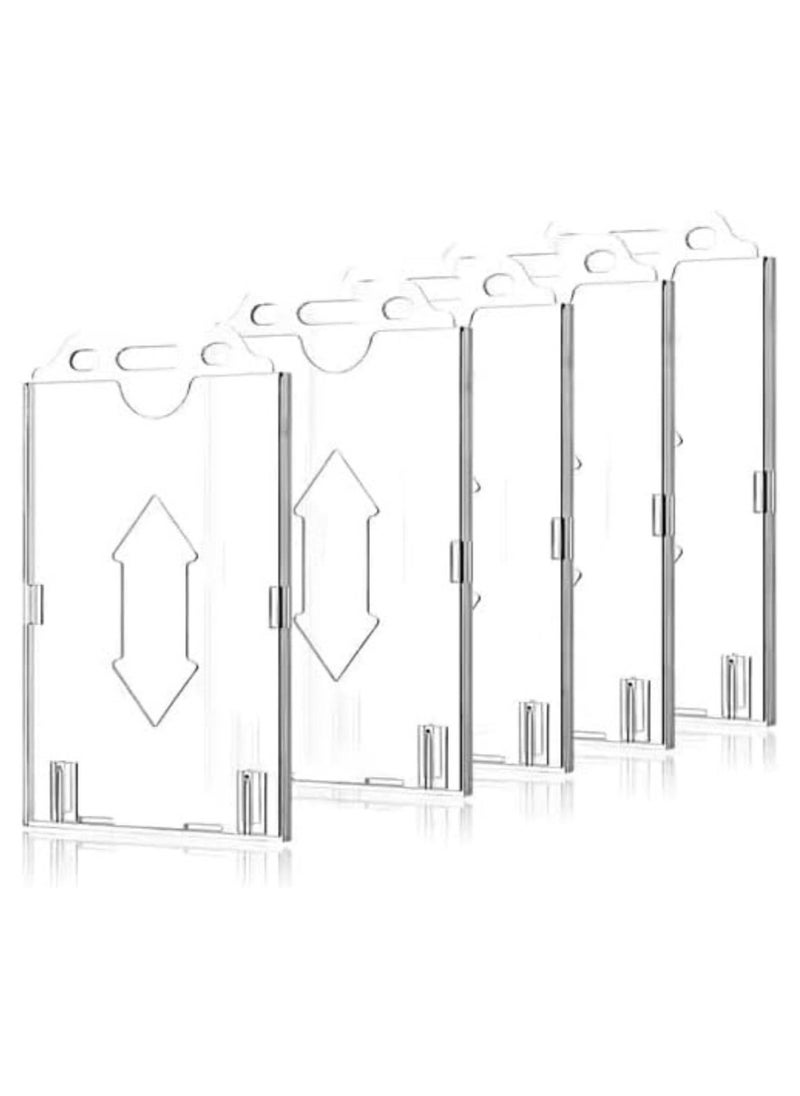 MARKQ [Pack of 5] Hard Plastic Clear Vertical Card Holder – Durable Anti-Fold ID Card Holder with Access Thumb Slot for Office Employees & Students  - Image 1