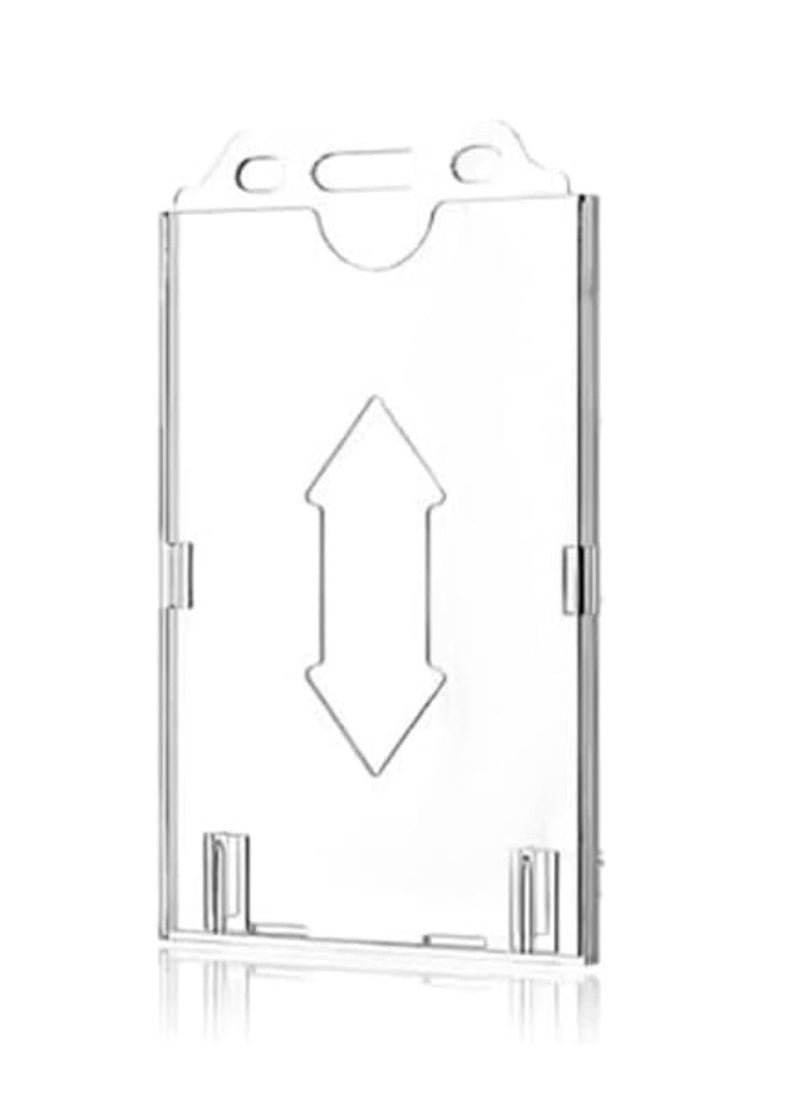 MARKQ [Pack of 5] Hard Plastic Clear Vertical Card Holder – Durable Anti-Fold ID Card Holder with Access Thumb Slot for Office Employees & Students  - Image 3