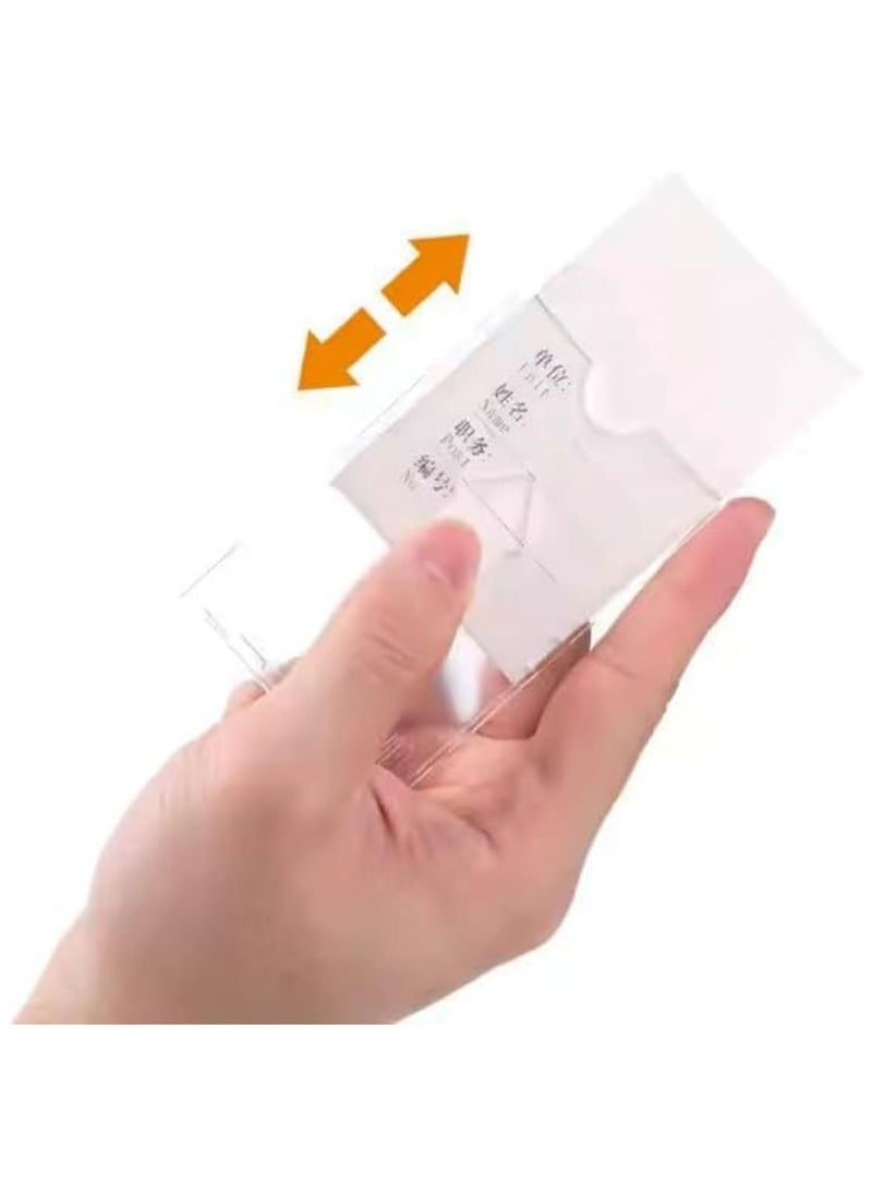 MARKQ [Pack of 5] Hard Plastic Clear Vertical Card Holder – Durable Anti-Fold ID Card Holder with Access Thumb Slot for Office Employees & Students  - Image 5