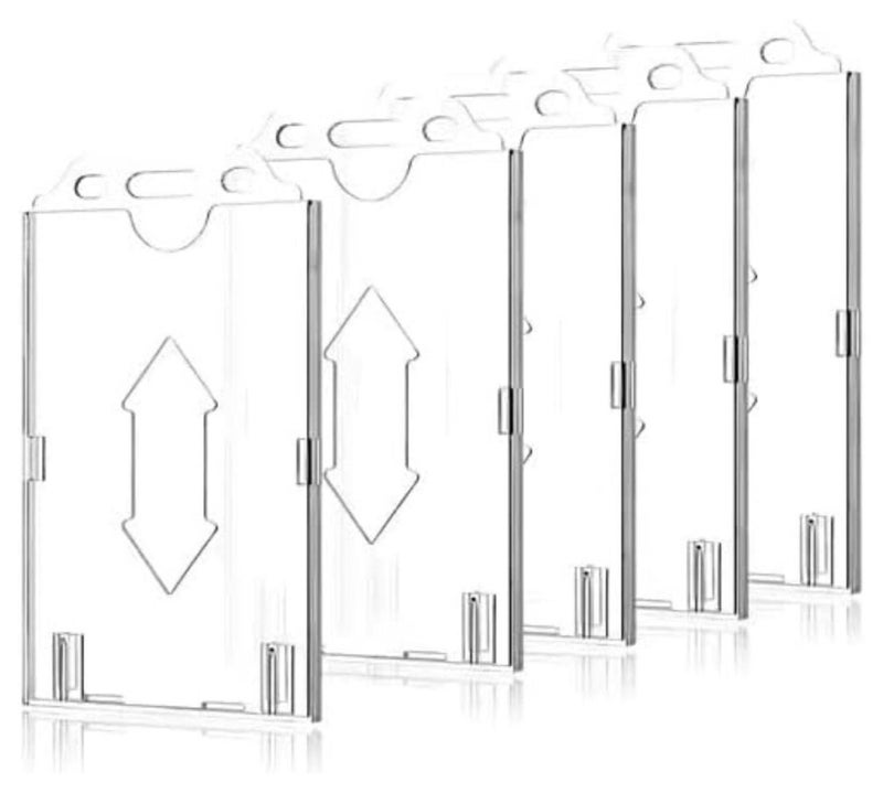 MARKQ [Pack of 5] Hard Plastic Clear Vertical Card Holder – Durable Anti-Fold ID Card Holder with Access Thumb Slot for Office Employees & Students - Image 1