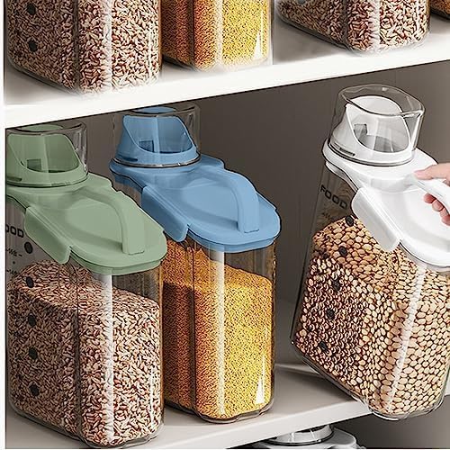 Furret 2500ml Acrylic Multi Function Clear Sealed Oatmeal Food Dispenser Rice Grain Container for Kitchen white - Image 5
