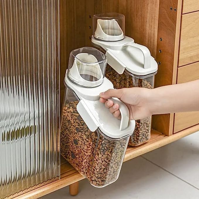 Furret 2500ml Acrylic Multi Function Clear Sealed Oatmeal Food Dispenser Rice Grain Container for Kitchen white - Image 4