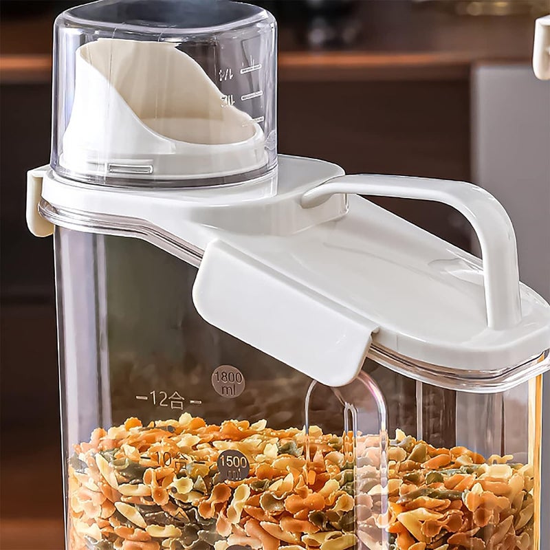 Furret 2500ml Acrylic Multi Function Clear Sealed Oatmeal Food Dispenser Rice Grain Container for Kitchen white - Image 2