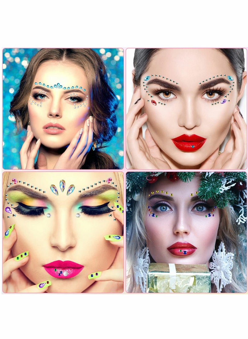 Excefore Face Jewels for Glitter Makeup Women Face Gems Stick On Rhinestones Eyes Self-Adhesive Rhinestone Sticker Makeup Face Gems Party Festival Accessory Nail Art Decor(9 Sheets) - Image 2