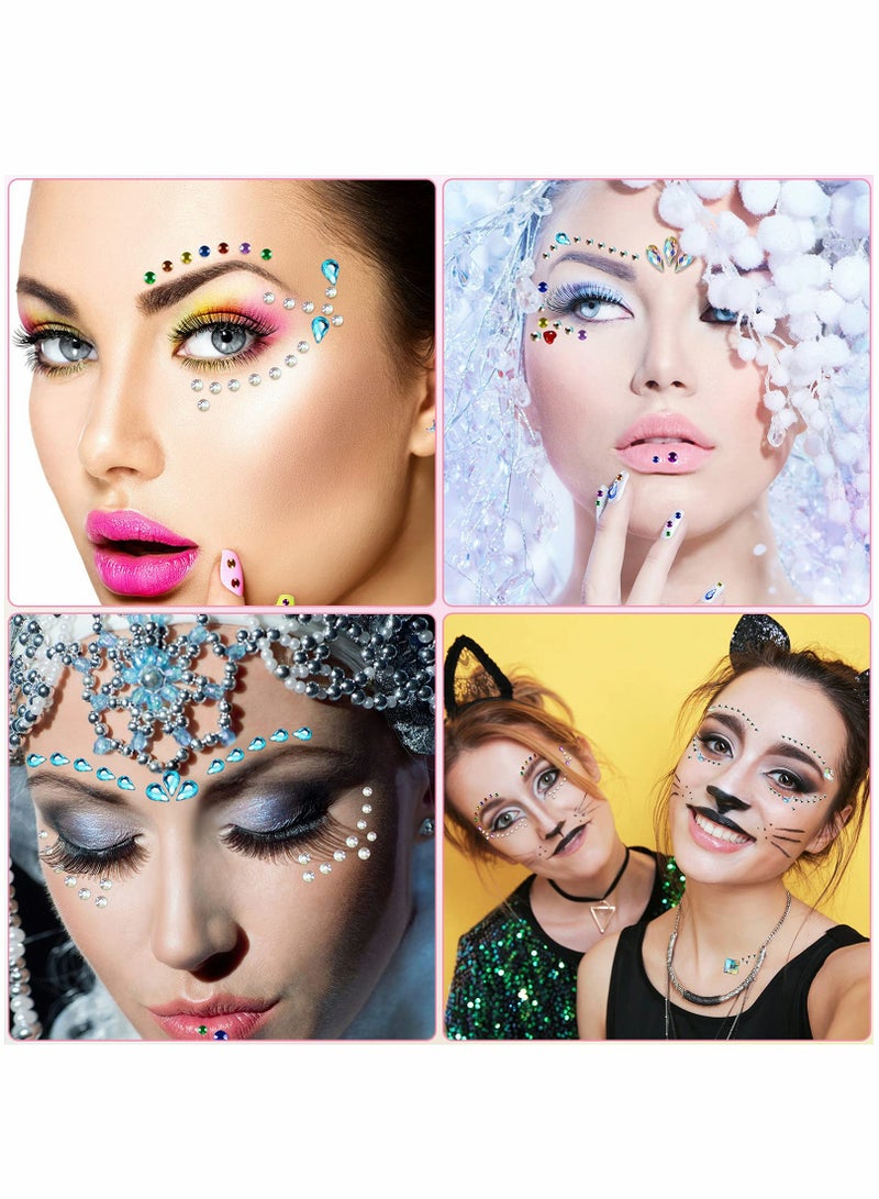 Excefore Face Jewels for Glitter Makeup Women Face Gems Stick On Rhinestones Eyes Self-Adhesive Rhinestone Sticker Makeup Face Gems Party Festival Accessory Nail Art Decor(9 Sheets) - Image 5
