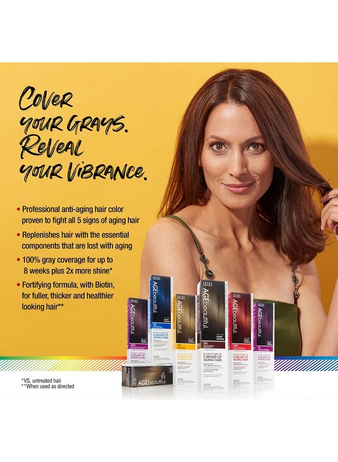 إيج بيوتيفول صبغة شعر دائمة من AGE beautiful Liqui Creme | تغطية 100% للشعر الرمادي | صبغة شعر مضادة للشيخوخة | البيوتين لشعر أكثر كثافة وامتلاءً | صبغة شعر احترافية في الصالونات | 3N Darkest Brown  - Image 2