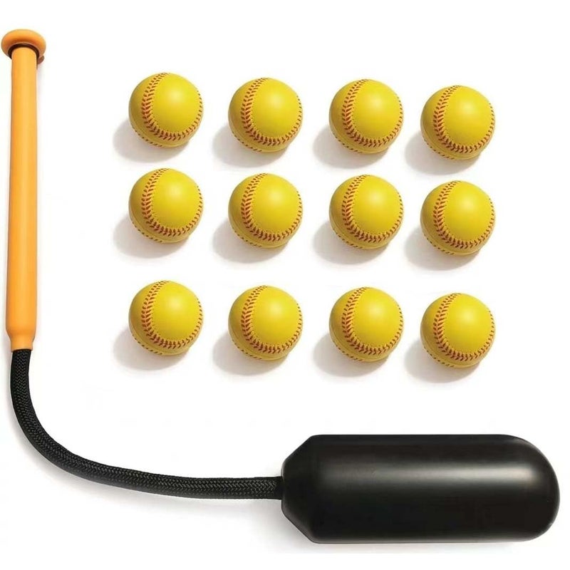 Tiluobat The Yellow Baseball Rope Swing Training bat Comes with 12 Training Balls and 1 bat - Image 1