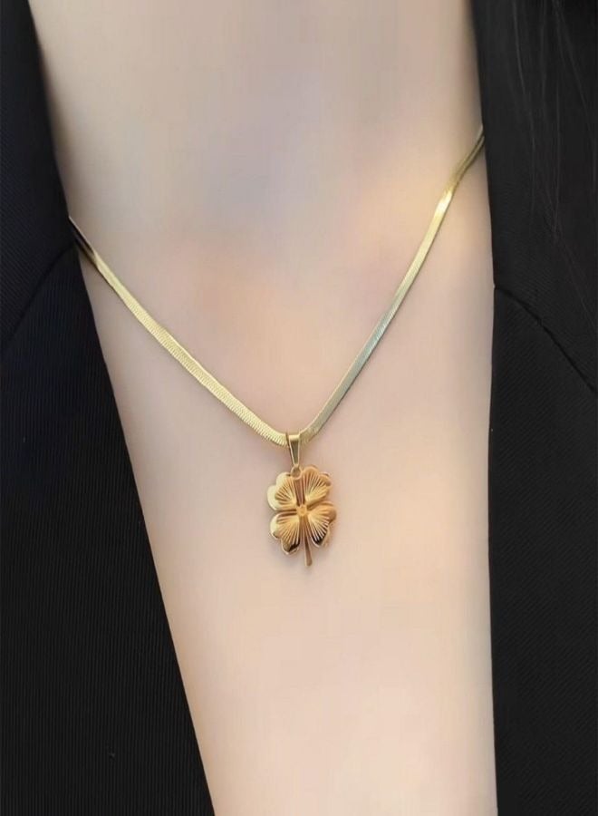 Luxury Elevated Four-Leaf Clover Pendant Necklace - Premium Titanium Steel, Chic & Timeless Accessory  - Image 4