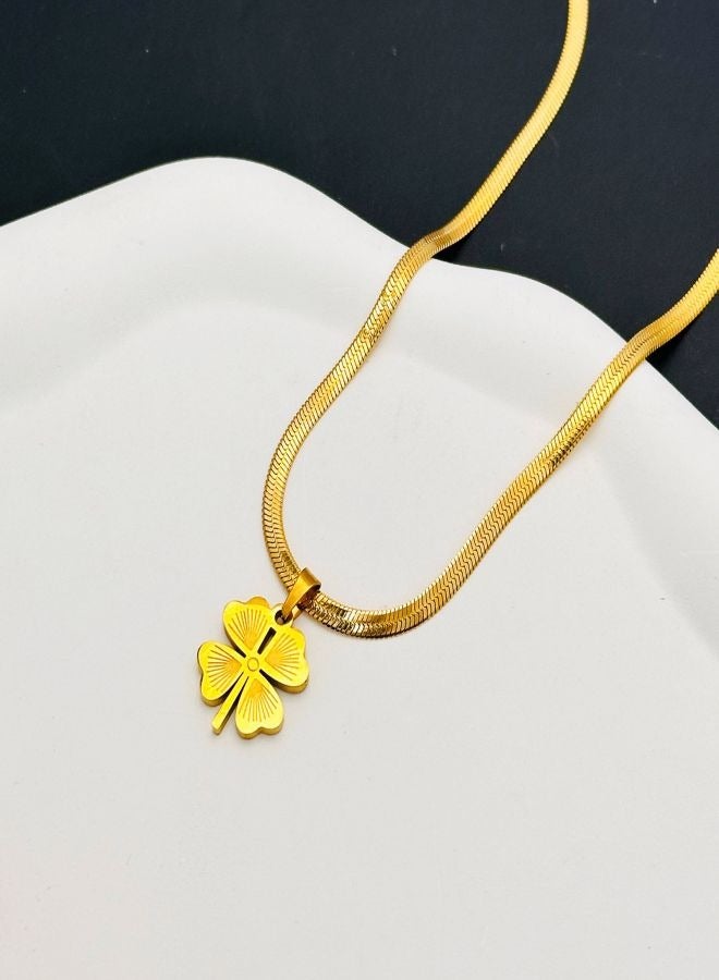 Luxury Elevated Four-Leaf Clover Pendant Necklace - Premium Titanium Steel, Chic & Timeless Accessory  - Image 3