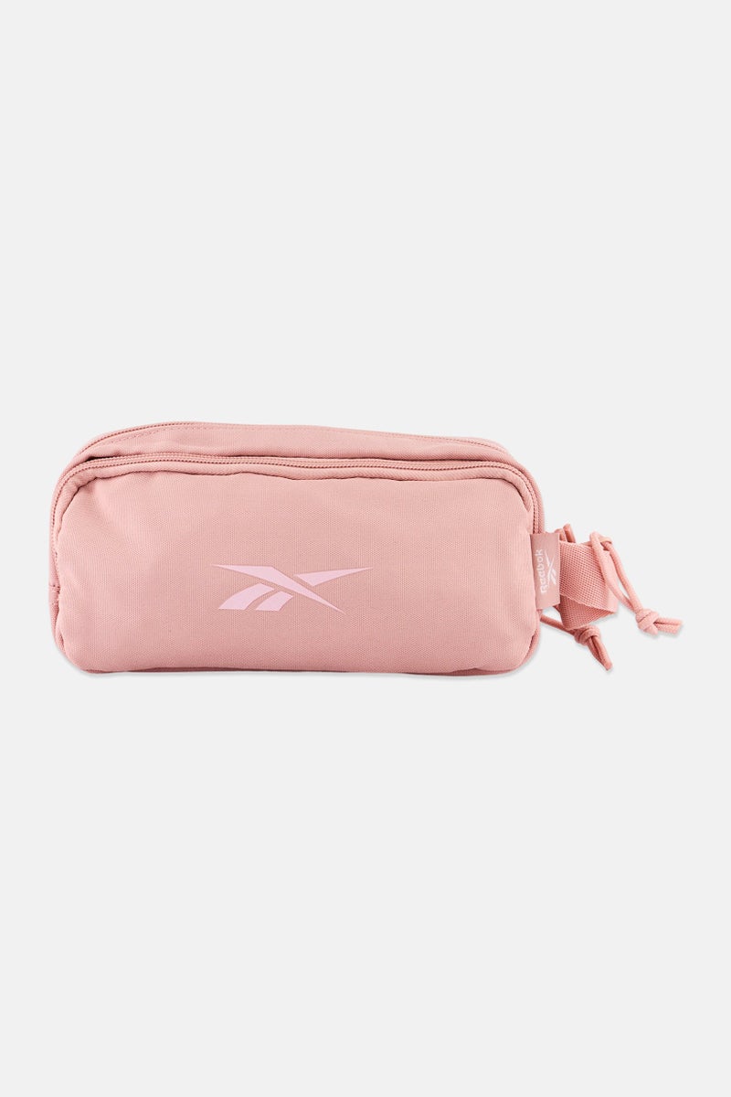 Reebok Women Brand Logo Glen Triple Zip Toiletry Bag, Pink - Image 2