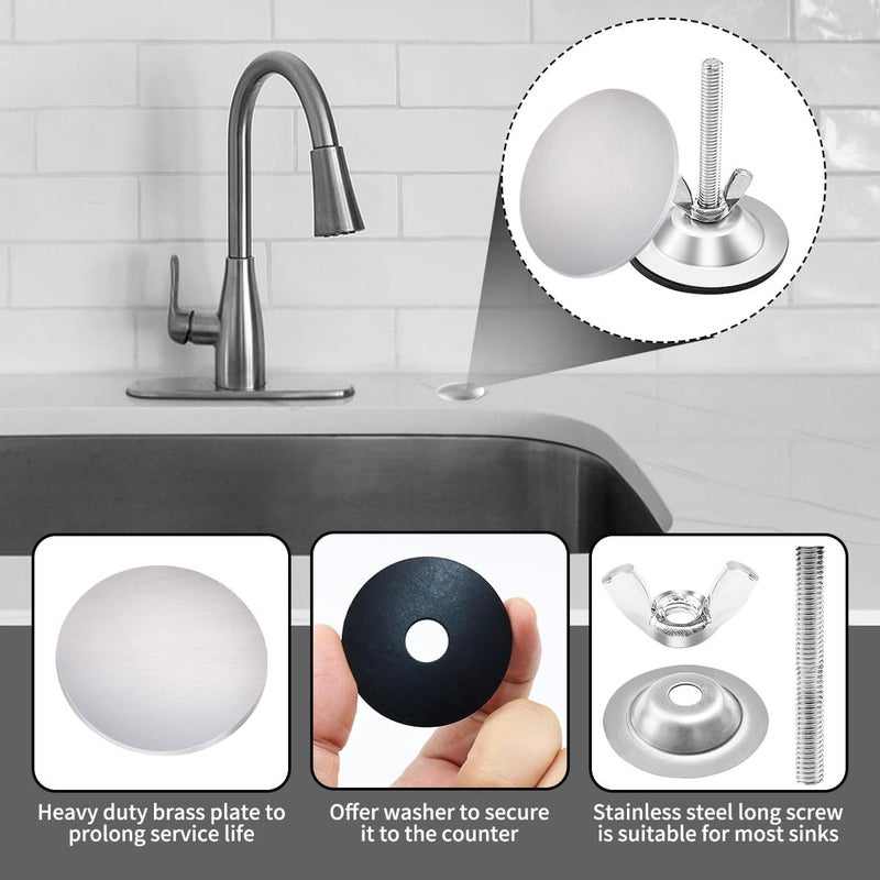 Quadafy 2 Inch Kitchen Sink Hole Covers, Stainless Steel Wash Basin Kitchen Sink Tap Hole Plate Stopper Cover Blanking Metal Plug, Sealed Decoration (Brushed Nickel) - Image 5