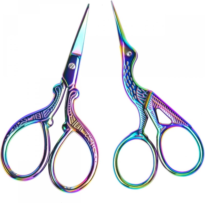 AQUEENLY Embroidery Scissors 2 Pcs Small Sewing Scissors Sharp Stainless Steel 3.6 Inches for Artwork, Crochet, Needlework, Threading - Image 1