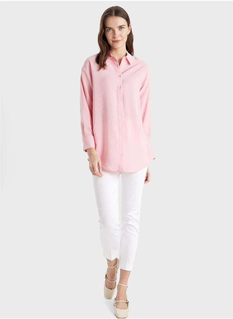 DeFacto Relax Fit Shirt Collar Long Sleeve Tunic