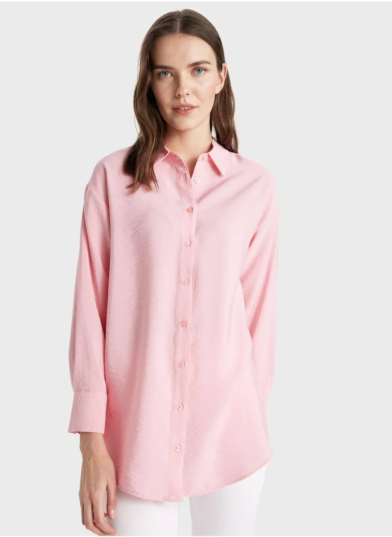 DeFacto Relax Fit Shirt Collar Long Sleeve Tunic
