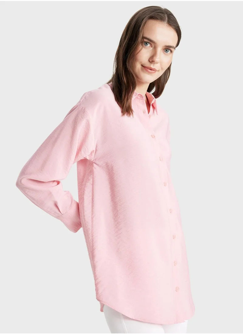 DeFacto Relax Fit Shirt Collar Long Sleeve Tunic