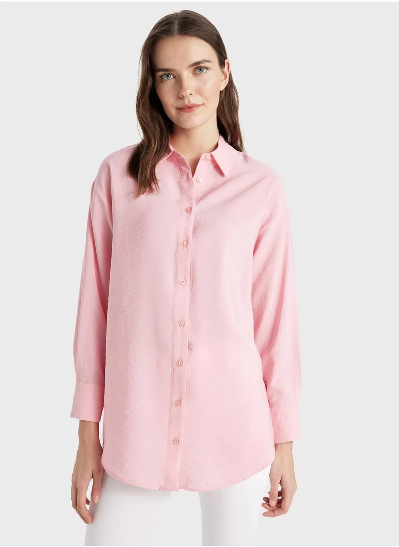 DeFacto Relax Fit Shirt Collar Long Sleeve Tunic