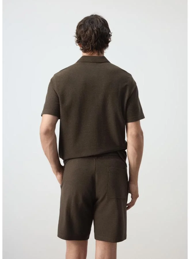 Mango Man 30-MARRON Textured Cotton Blend Polo for Men | Best Price UAE