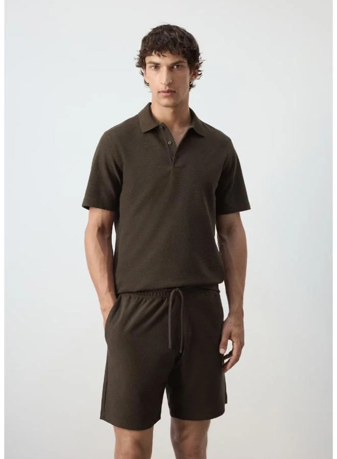 Textured Cotton Blend Polo