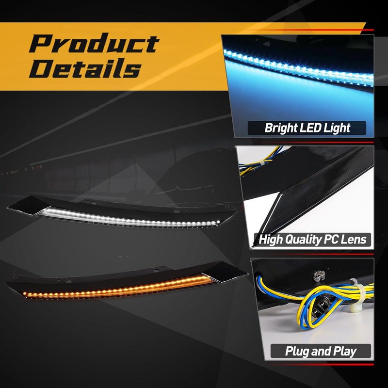 VGETTING Headlight Eyebrow Lights for Honda Civic 2016-2021 - Tri-Colors LED Daytime Running Lamp with Turn Signal - Image 4