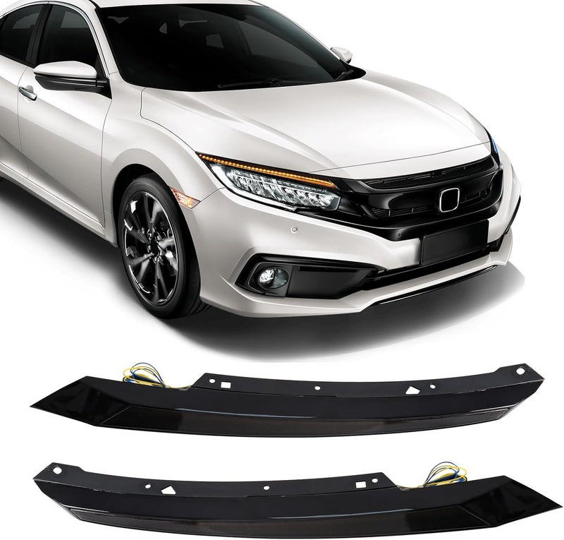 VGETTING Headlight Eyebrow Lights for Honda Civic 2016-2021 - Tri-Colors LED Daytime Running Lamp with Turn Signal - Image 1