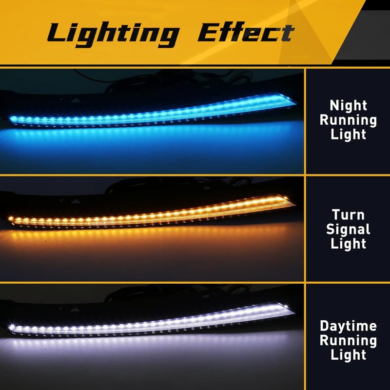 VGETTING Headlight Eyebrow Lights for Honda Civic 2016-2021 - Tri-Colors LED Daytime Running Lamp with Turn Signal - Image 5