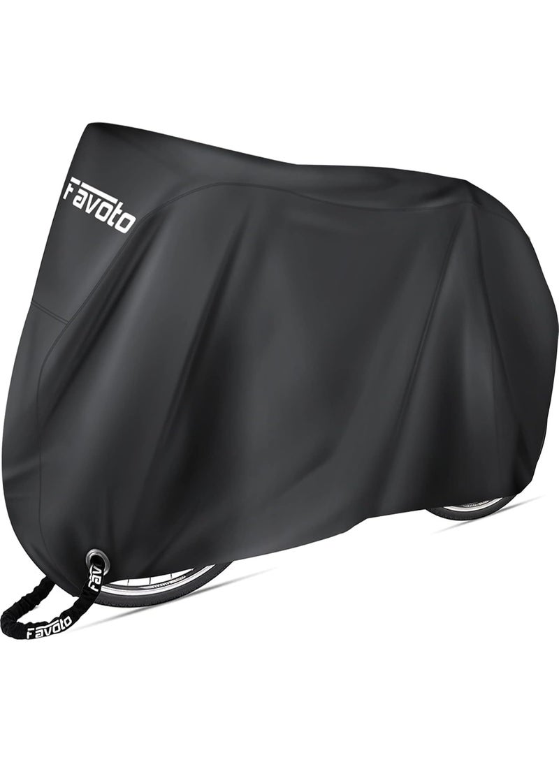 Favoto Bike Cover Waterproof Outdoor Storage for 1 or 2 Bikes Bicycle Cover Heavy Duty Rain Sun UV Dust Wind Proof with Storage Bag Bike Tarp for EBike Mountain Road City Bike, Black - Image 1