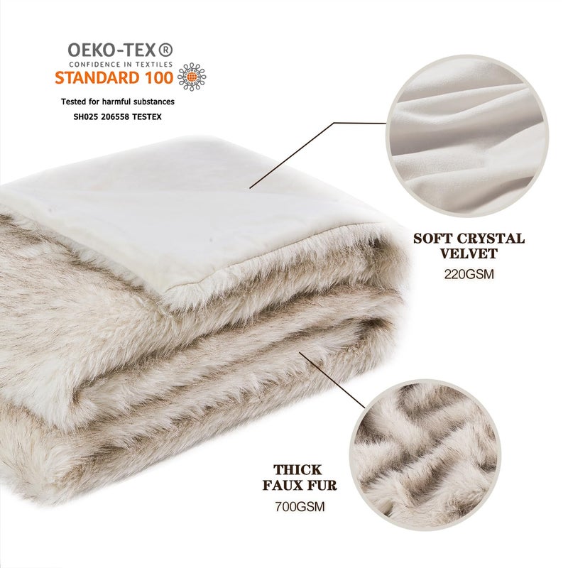 Krifey Plush Faux Fur White Throw Blanket,Luxury Thick Fluffy Blankets for Couch, Bed, Sofa,Warm Fuzzy Cozy Decorative Blankets as Birthday Gift,50"x60" - Image 3