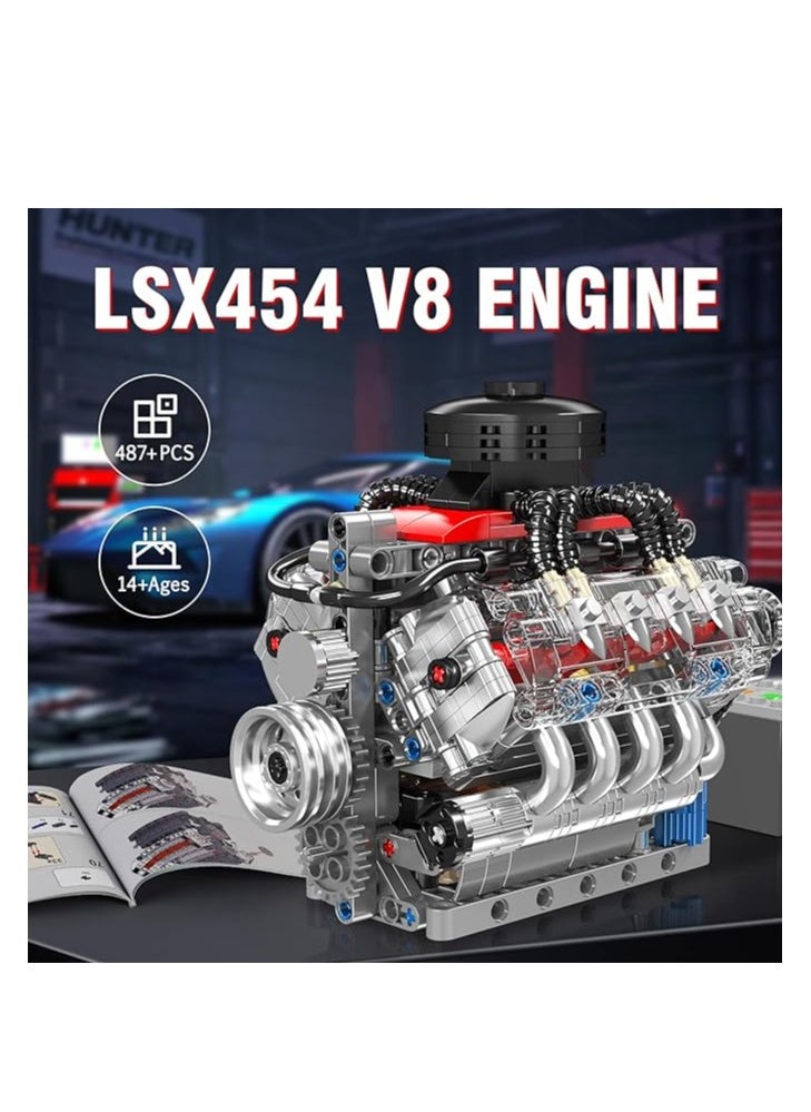 mould king - 10171 MOC Technology V8 Eight Cylinder Engine Series Gasoline Engine Block Kit Technology Clamp Blocks Kit Contains Engine and Battery Box V8 Engine (487 PCS+) - Image 1