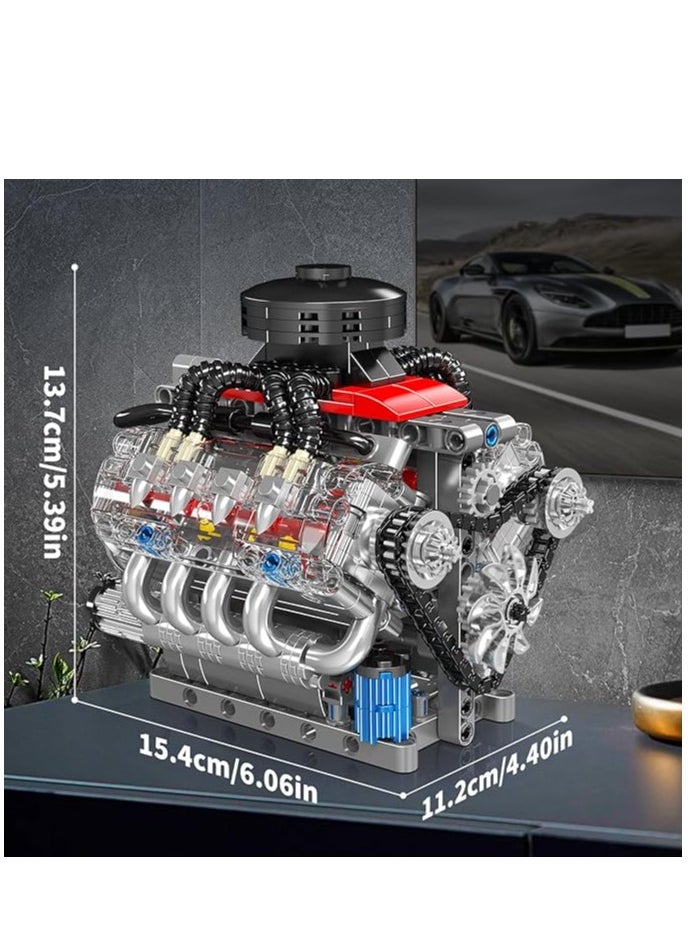 mould king - 10171 MOC Technology V8 Eight Cylinder Engine Series Gasoline Engine Block Kit Technology Clamp Blocks Kit Contains Engine and Battery Box V8 Engine (487 PCS+) - Image 1