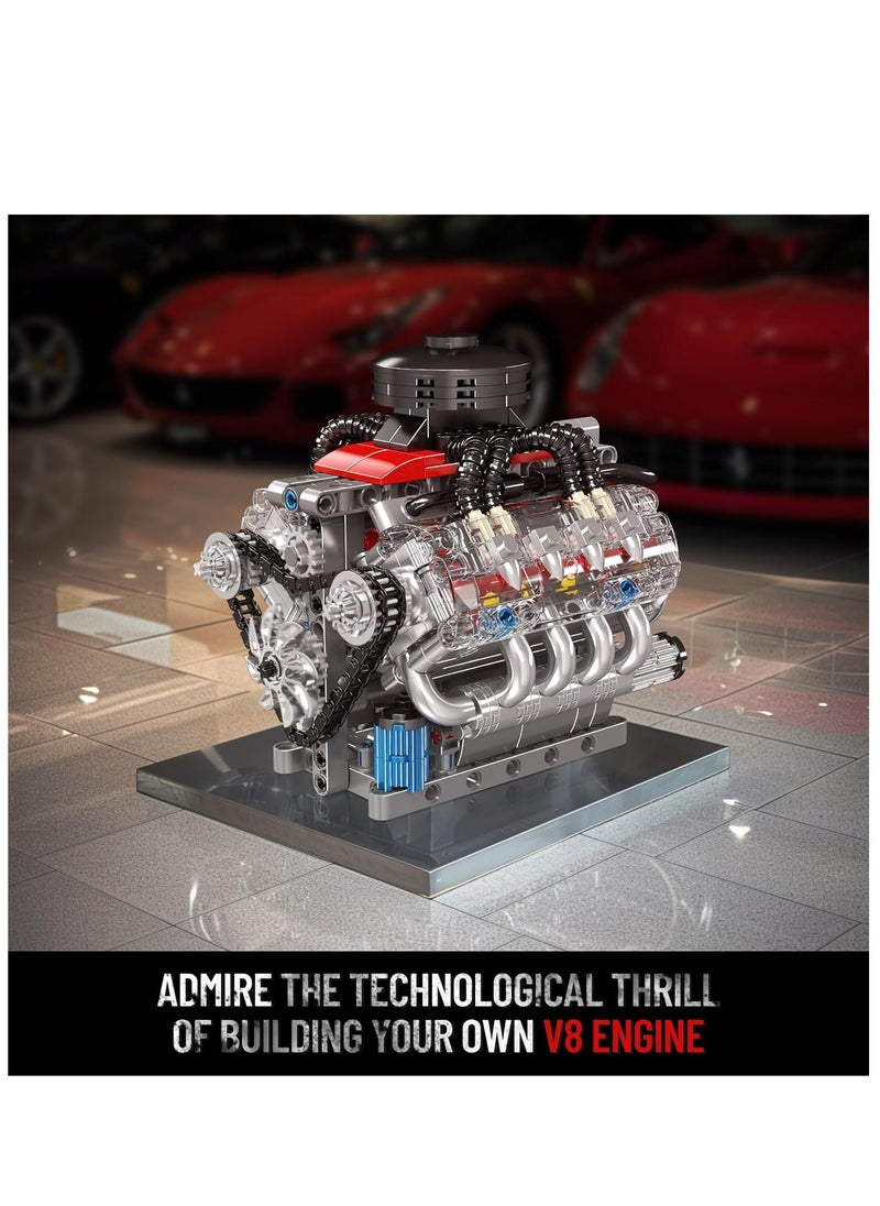 mould king - 10171 MOC Technology V8 Eight Cylinder Engine Series Gasoline Engine Block Kit Technology Clamp Blocks Kit Contains Engine and Battery Box V8 Engine (487 PCS+) - Image 1