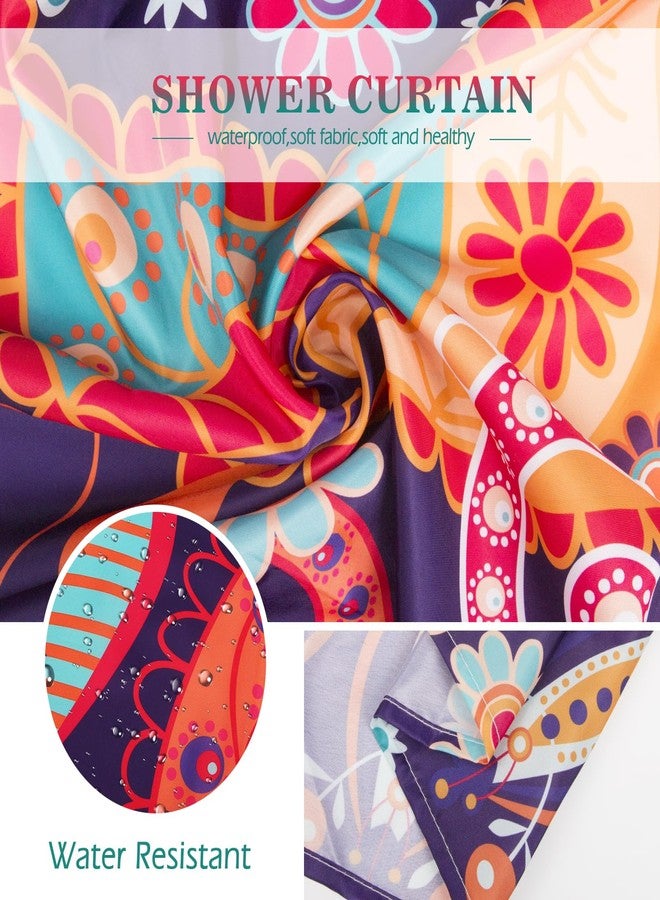 Aimego Boho Paisley Floral Shower Curtains - Mandala Indian Bohemian Colorful Flowers Bath Shower Curtain Set with 12 Hooks for Adults Kids Bathroom Decor Accessories, 72"x72" - Image 4