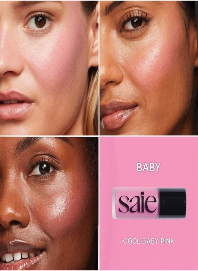 Saie SAIE  Dew  Blush - Lightweight Blendable Liquid Blush, Baby - cool pale pink 11g for a Natural Glow  - Image 2
