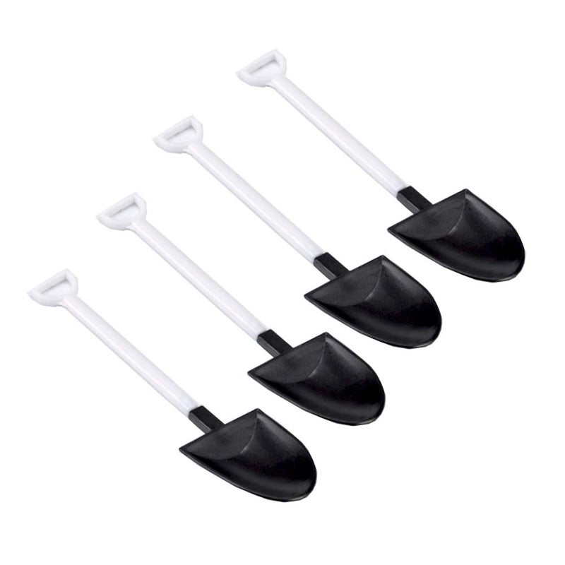 lasenersm 50 Disposable Mini Ice Cream Spoons  Plastic Shovel Shape Dessert Spoons Black White