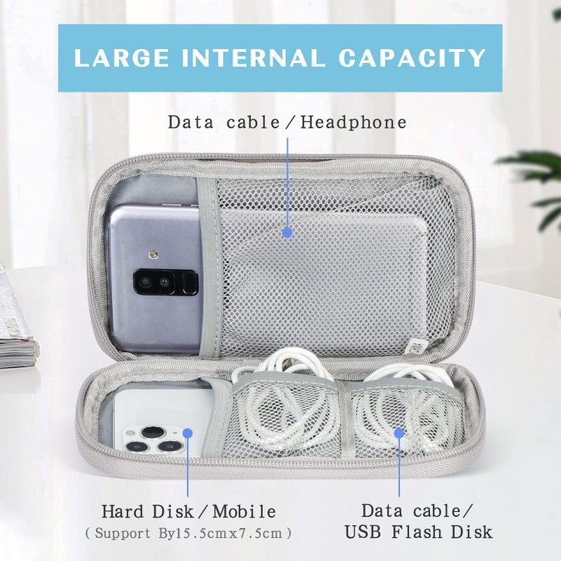 Waterproof Travel Cable Organizer Bag with Double Layer Storage for Cords, Chargers, Phone and Earphone - Image 3