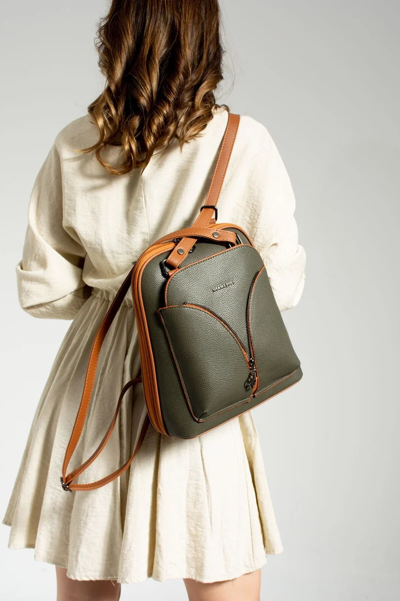 Çanta Trend Bag Trend Miami Polo 5 Eyelet Faux Leather Women's Backpack and Shoulder Bag