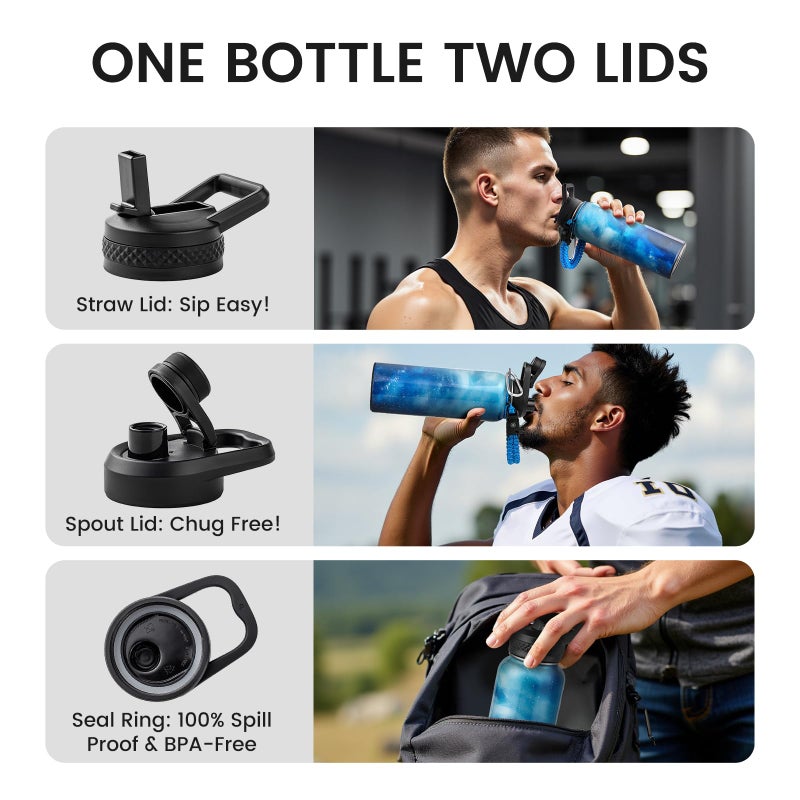 RAYMYLO 40oz Insulated Water Bottle, Triple Wall Vacuum Stainless Steel Water Bottles - Keeps Cold 48H, Reusable Metal water flask Jug for Gym, Sports, Camping, Hiking,Travel, Aurora-Blue - Image 5