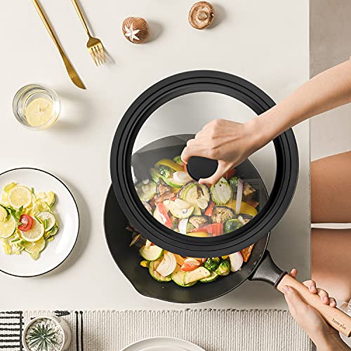 BEATURE Universal Lid for Pots, Pans and Skillets - Tempered Glass Lid with Heat Resistant Silicone Rim Fits 11" - 12.5" Diameter Cookware, Replacement Lid for Frying Pan and Cast Iron Skillet (11"12"12.5") - Image 4