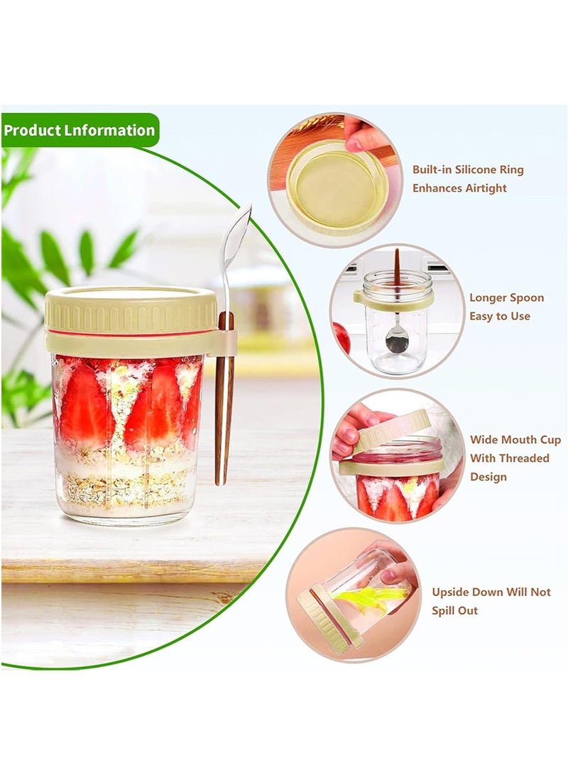 Yoawllty 4 Packs Overnight Oats Jars with Lids and Spoons, 16 Oz Glass Mason Containers for Overnight Oats, Leak Proof Oatmeal Container for Cereal, Fruit, Vegetable, Milk, Salad, Yogurt - Image 5