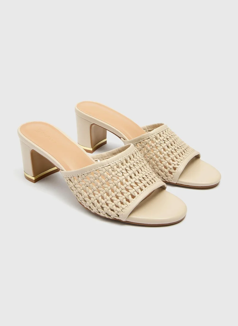 Matalan Beige Woven Mule Heels