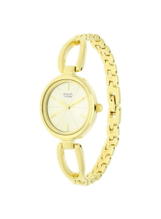 TITAN Raga Viva Quartz Analog Champange Dial Gold Metal Strap Watch for Women - 2579YM01