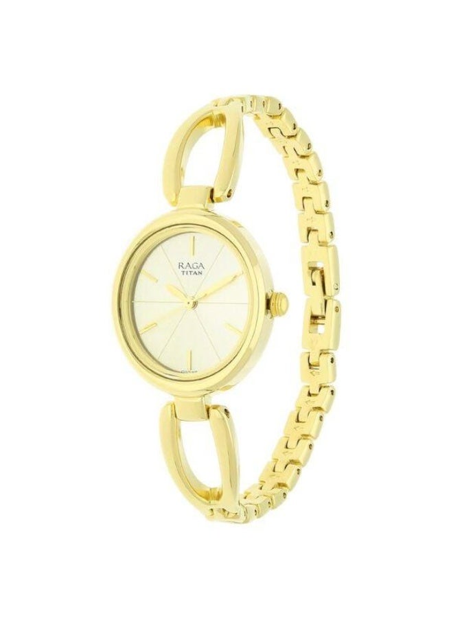 TITAN Raga Viva Quartz Analog Champange Dial Gold Metal Strap Watch for Women - 2579YM01 - Image 2