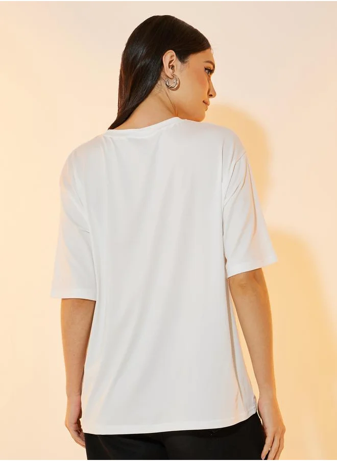 Take Two Oversized Graphic Print Longline T-Shirt
