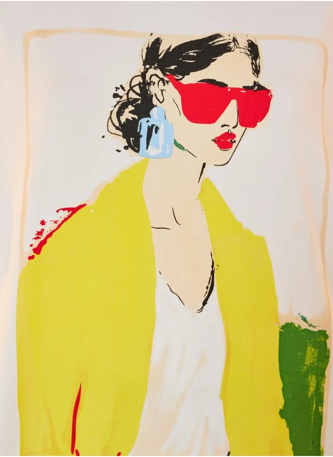Take Two Oversized Graphic Print Longline T-Shirt